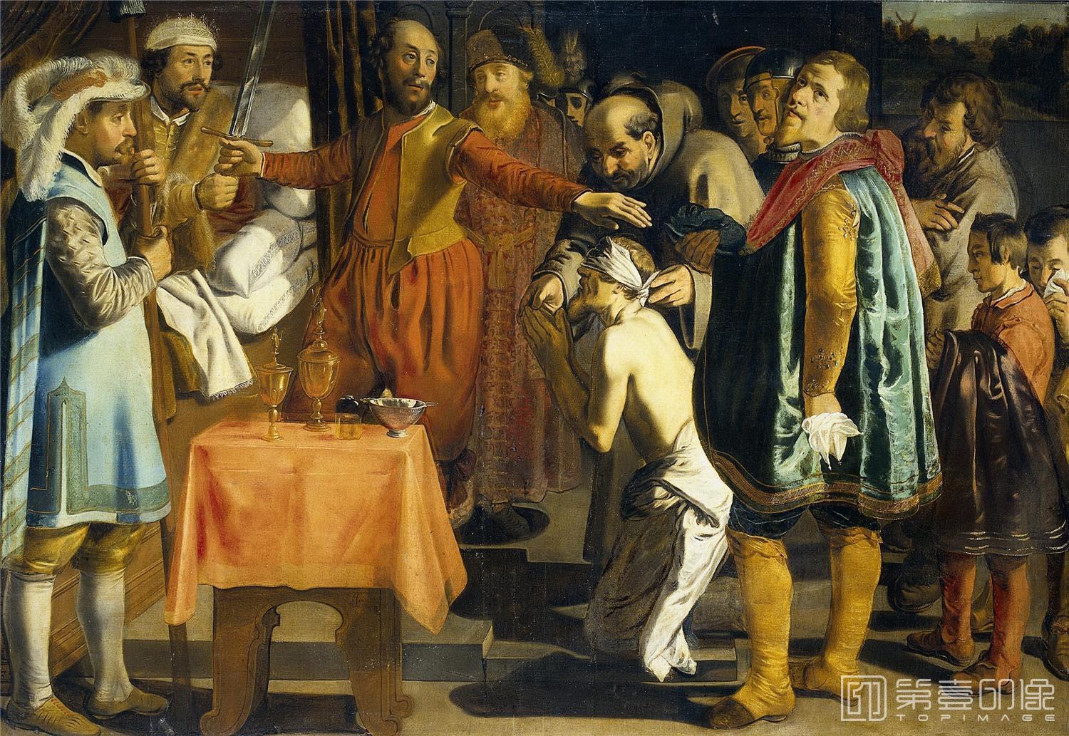 油画-荷兰阿姆斯特丹国家美术馆-Henrixz Simon Willem III graaf van Holland geeft opdracht de baljuw van Zuid-Holland te onthoofden 1336-0619